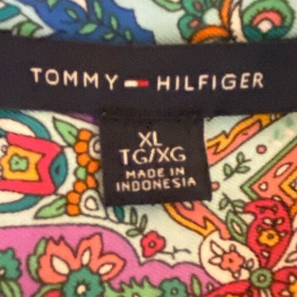 Tommy Hilfiger Paisley Print Button-Up Blouse Womens Size XL 3-4 Sleeve Tabs - Picture 4 of 5